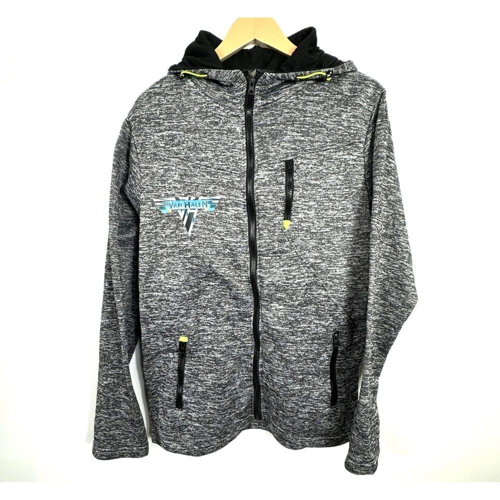 Van Halen Full Zip Hoodie Jacket Men 3XL Grey Band‎ Merch Rock Zipper Pockets